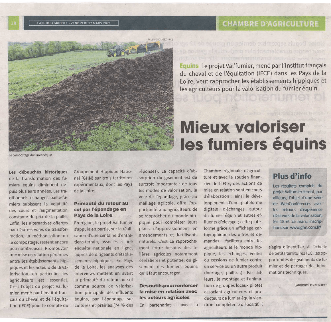 Mieux valoriser les fumiers équins