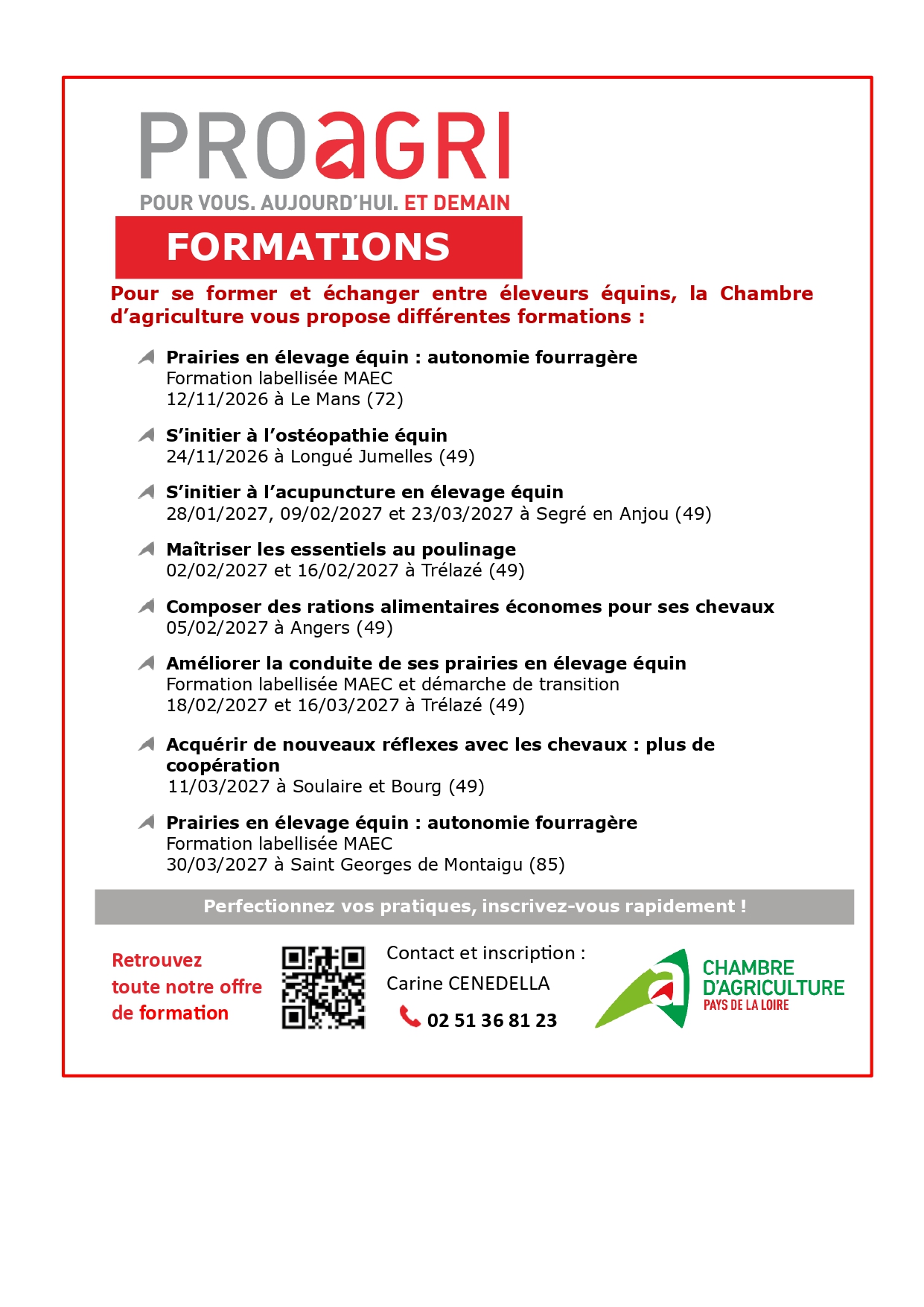 Les formations 2026 - 2027  de la Chambre d'agriculture Pays de la Loire